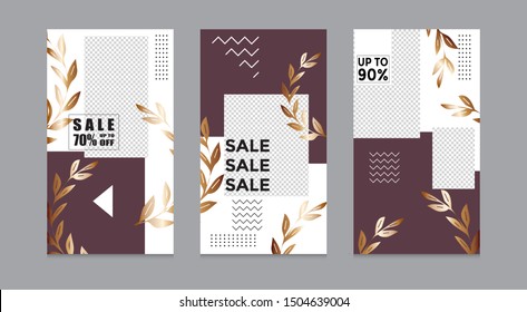 Editable social media post templates, Instagram story collections, social networking frames, layout designs, Mock-ups for marketing promotions, covers, banners, backgrounds, square puzzles. vector