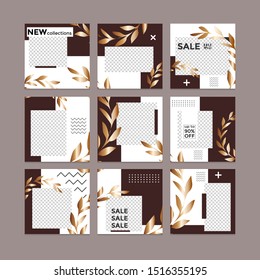 Editable social media post templates, Facebook stories, Instagram story collections and post frame, layout designs, Mockup for marketing promotions, covers, banner, backgrounds, square puzzles, vector