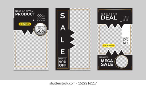 Editable social media post templates, Facebook stories, Instagram story collections and post frame, layout designs, Mockup for marketing promotions, covers, banner, backgrounds, square puzzles, vector