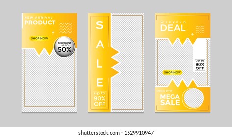 Editable social media post templates, Facebook stories, Instagram story collections and post frame, layout designs, Mockup for marketing promotions, covers, banner, backgrounds, square puzzles, vector