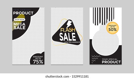 Editable social media post templates, Facebook stories, Instagram story collections and post frame, layout designs, Mockup for marketing promotions, covers, banner, backgrounds, square puzzles, vector