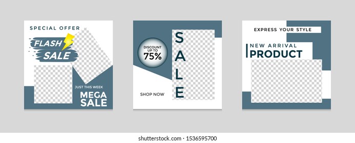 editable social media post templates. for marketing on social media. frames, stories in puzzles, backgrounds, banners, vector illustration elements