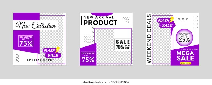 editable social media post templates. for marketing on social media. frames, stories in puzzles, backgrounds, banners, vector illustration elements