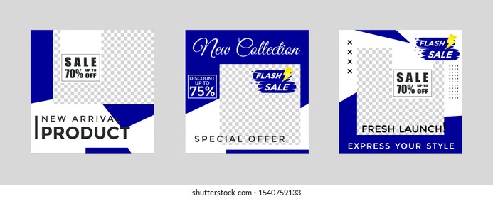 Editable social media post templates for marketing and sales promotions, frames, puzzle stories, backgrounds, banners, vector illustration elements
