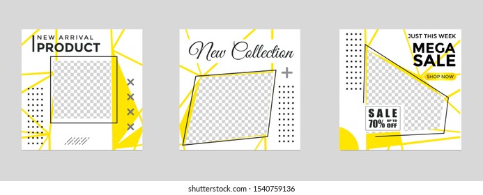 Editable social media post templates for marketing and sales promotions, frames, puzzle stories, backgrounds, banners, vector illustration elements