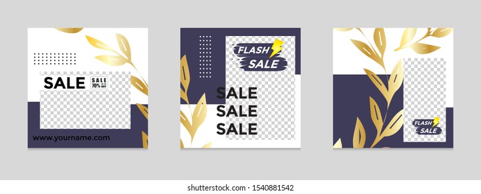 Editable social media post templates for marketing and sales promotions, frames, puzzle stories, backgrounds, banners, vector illustration elements
