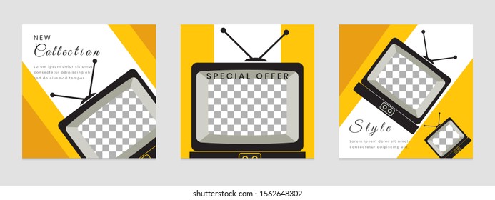 Editable social media post templates, Facebook stories, Instagram story collections and post frame, layout designs, Mockup for marketing promotions, covers, banner, backgrounds, square puzzles, vector