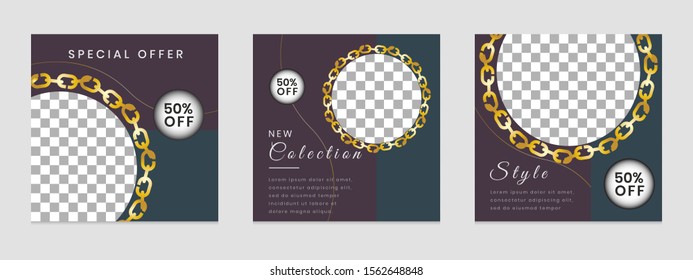 Editable social media post templates, Facebook stories, Instagram story collections and post frame, layout designs, Mockup for marketing promotions, covers, banner, backgrounds, square puzzles, vector