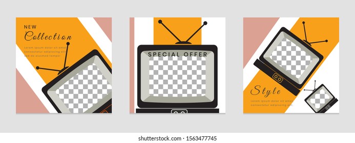 Editable social media post templates, Facebook stories, Instagram story collections and post frame, layout designs, Mockup for marketing promotions, covers, banner, backgrounds, square puzzles, vector