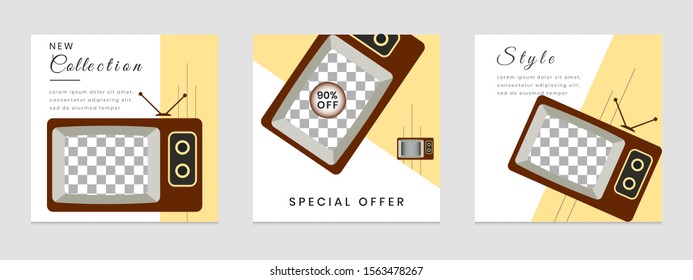 Editable social media post templates, Facebook stories, Instagram story collections and post frame, layout designs, Mockup for marketing promotions, covers, banner, backgrounds, square puzzles, vector