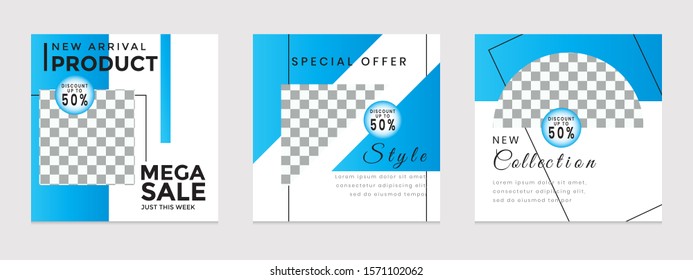 Editable social media post templates for digital marketing promotions. frames, stories in puzzles, backgrounds, banners, vector illustration elements