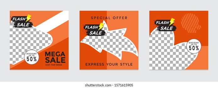 Editable social media post templates for digital marketing promotions. frames, stories in puzzles, backgrounds, banners, vector illustration elements