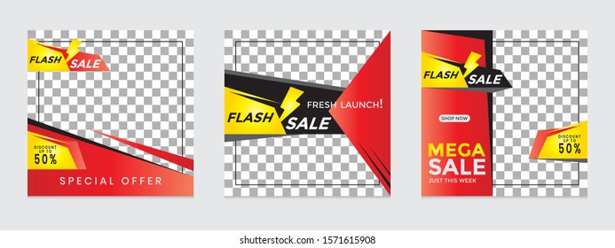 Editable social media post templates for digital marketing promotions. frames, stories in puzzles, backgrounds, banners, vector illustration elements