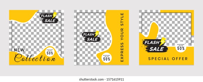 Editable social media post templates for digital marketing promotions. frames, stories in puzzles, backgrounds, banners, vector illustration elements
