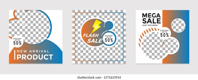 Editable social media post templates for digital marketing promotions. frames, stories in puzzles, backgrounds, banners, vector illustration elements