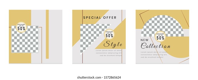 Editable social media post templates, Facebook stories, Instagram story collections and post frame, layout designs, Mockup for marketing promotions, covers, banner, backgrounds, square puzzles, vector