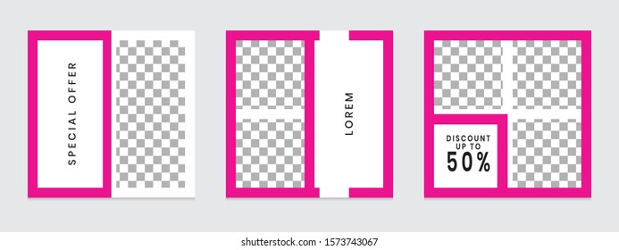 Editable social media post templates, Facebook stories, Instagram story collections and post frame, layout designs, Mockup for marketing promotions, covers, banner, backgrounds, square puzzles, vector