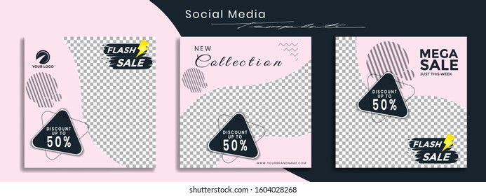 Editable social media post templates. collection of Instagram stories and post frame templates, layout designs, Mockup for marketing promotions, Geometric styles, covers, banners, backgrounds, square.