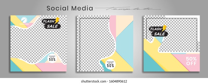 Editable social media post templates, Facebook stories, Instagram story collections and post frame, layout designs, Mockup for marketing promotions, covers, banner, backgrounds, square puzzles, vector