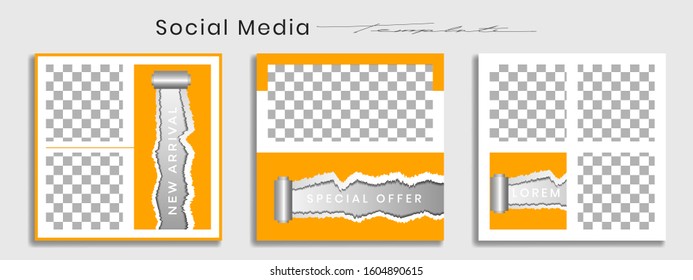 Editable social media post templates, Facebook stories, Instagram story collections and post frame, layout designs, Mockup for marketing promotions, covers, banner, backgrounds, square puzzles, vector