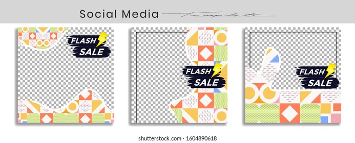 Editable social media post templates, frame collections, banner layout designs, Mockups for marketing promotions, covers, banners, social networking backgrounds, square puzzles, vector elements