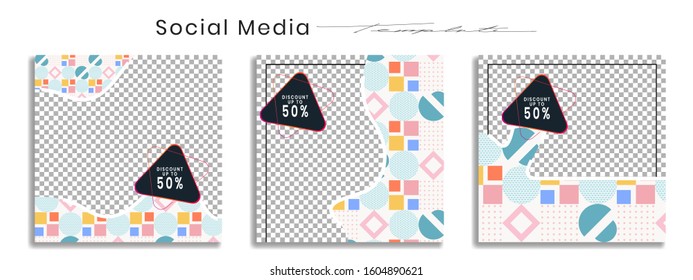 Editable social media post templates, Facebook stories, Instagram story collections and post frame, layout designs, Mockup for marketing promotions, covers, banner, backgrounds, square puzzles, vector