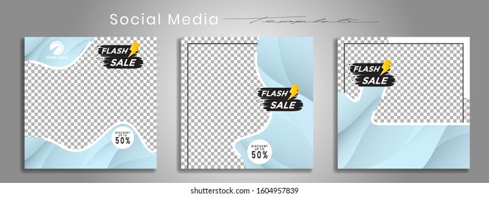 Editable social media post templates, frame collections, banner, layout designs, Mockup for marketing promotions, covers, banners, social networking backgrounds, square puzzles, vector elements