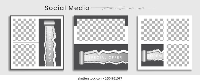 Editable social media post templates, Facebook stories, Instagram story collections and post frame, layout designs, Mockup for marketing promotions, covers, banner, backgrounds, square puzzles, vector