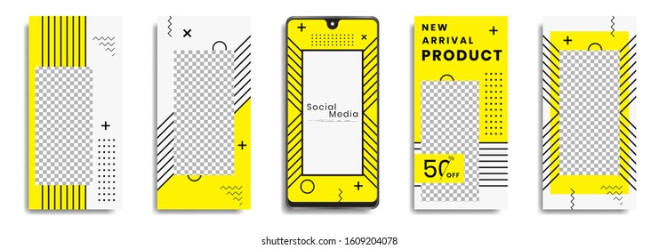 Editable social media post templates, story collections. Trendy frames, layout designs, Mockup for marketing promotions, covers, banners, backgrounds, square puzzles, vector elements