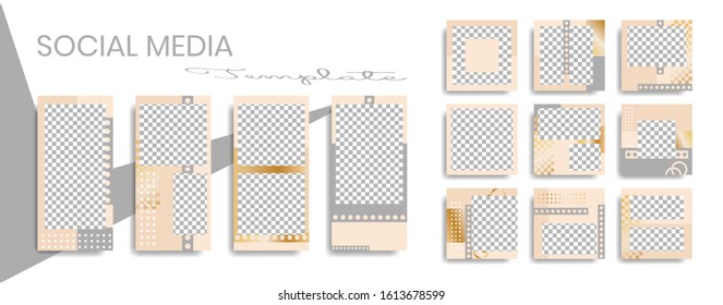 Editable social media post templates. instagram story collection. frame. Collage. Giveaway. layout designs. Mock up for marketing promotions. cover. banner. Social networking background. square puzzle