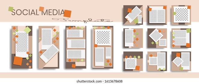 Editable social media post templates. instagram story collection. frame. Collage. Giveaway. layout designs. Mock up for marketing promotions. cover. banner. Social networking background. square puzzle