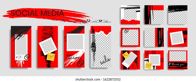 Editable social media post templates. story collections and post frame. Collage. Giveaway. layout designs. Mock up for marketing promotions. cover. banner. Social networking background. square puzzle.