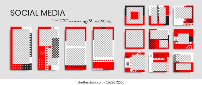 Editable social media post templates. story collections and post frame. Collage. Giveaway. layout designs. Mock up for marketing promotions. cover. banner. Social networking background. square puzzle.