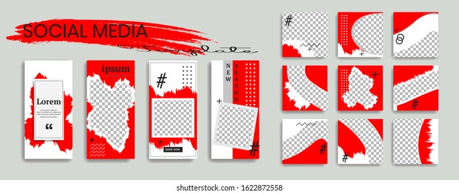 Editable social media post templates. story collections and post frame. Collage. Giveaway. layout designs. Mock up for marketing promotions. cover. banner. Social networking background. square puzzle.