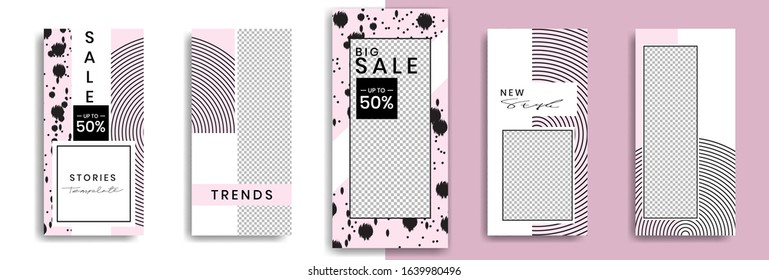 Editable social media post templates. Instagram story collections. Collage. Layout designs. Modern frame for marketing promotions. Cover. Banners. Background. Square puzzles. vector elements