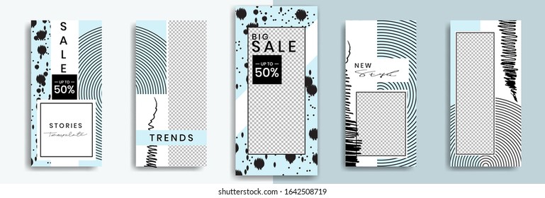 Editable social media post templates. Instagram story collections. Collage. Layout designs. Modern frame for marketing promotions. Cover. Banners. Background. Square puzzles. vector elements