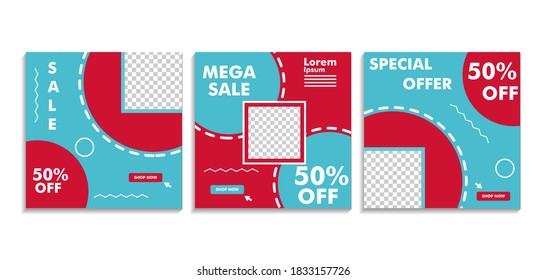 Editable social media post templates, story collections and post frame, layout designs, Mockup for marketing promotions, covers, banner, backgrounds, square puzzles, vector