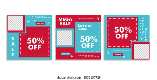 Editable social media post templates, story collections and post frame, layout designs, Mockup for marketing promotions, covers, banner, backgrounds, square puzzles, vector