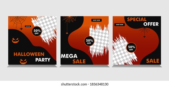Editable social media post templates, story collections and post frame, layout designs, Mockup for marketing promotions, covers, banner, backgrounds,halloween templates.eps.10