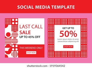 Editable Social Media Post Templates - Red Color.