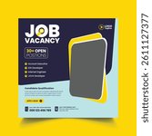 editable social media post and web banner design for job hiring, promotional advertising template for social media story design, job vacancy social media post design