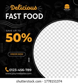 Editable Social Media Post Or Website Banner Template For Fast Food Or Restaurant 