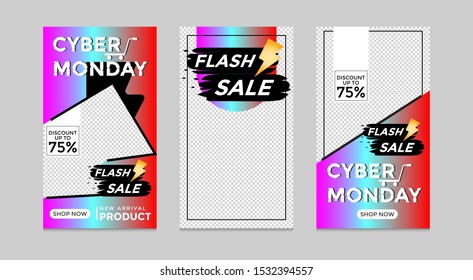Editable social media posting templates for marketing sales at Cyber ​​Monday events, backgrounds, banners, vector illustration elements