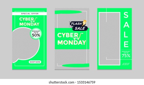 Editable social media posting templates for marketing sales at Cyber ​​Monday events, backgrounds, banners, vector illustration elements