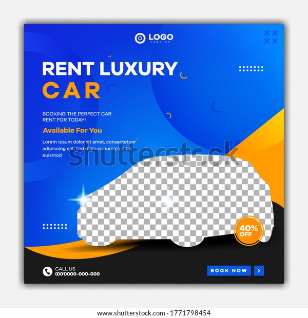 Editable social media\
posts for the marketing of car rental. Social media marketing\
square flyer poster.