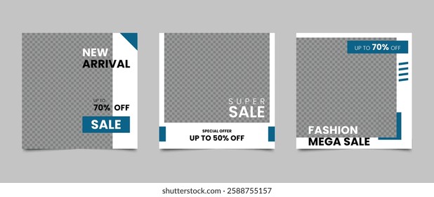 Editable social media square banner template. Fashion sale and discount promotion layout design. Vector illustration