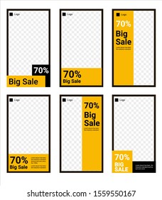 Editable social media stories post template. Banners for Social Digital Marketing.