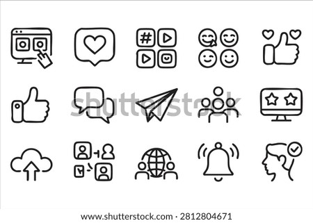 Editable social media symbols set for engagement and community infographic design
