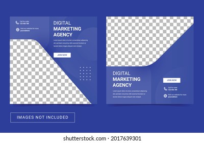 Editable social media template. Banner flyer post promotion square for creative marketing agency