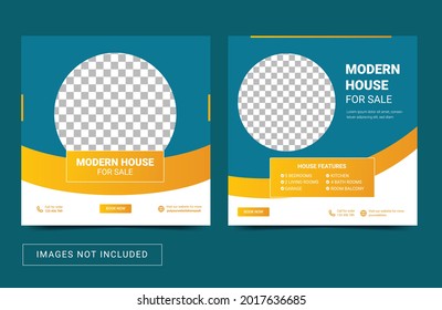 Editable social media template. Post banner flyer square promotion for furniture interior.